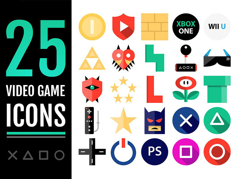 25 Video Game Flat Icons on Creative Market