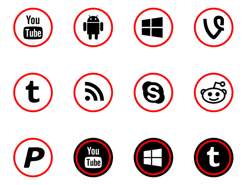 50 Free Red Social Media Bold Outline Icons By Alfredo Hernandez 1