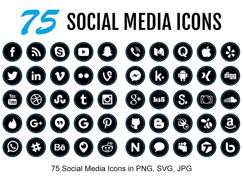 Blue Social Media Flat Icon Design Download 1
