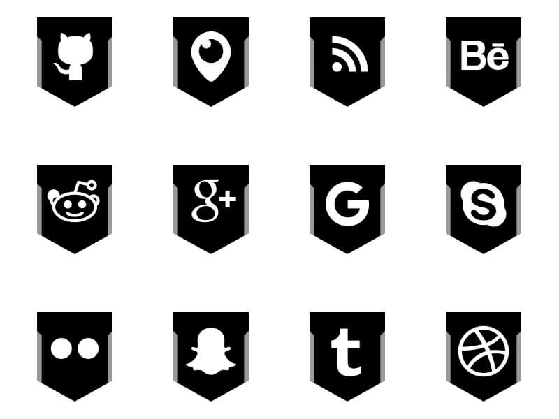 Free Black White Social Media Shield Icons by Alfredo Hernandez 1