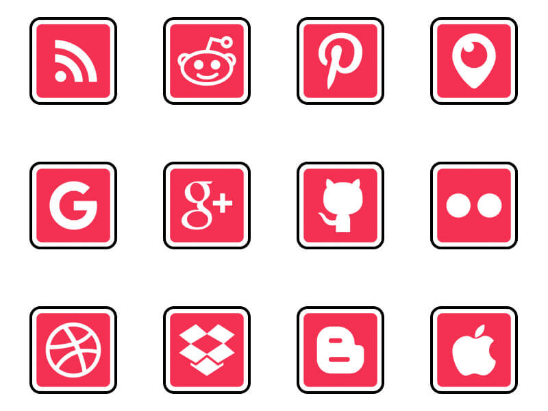 Free Filled Red Color Social Media Icons By Alfredo 1