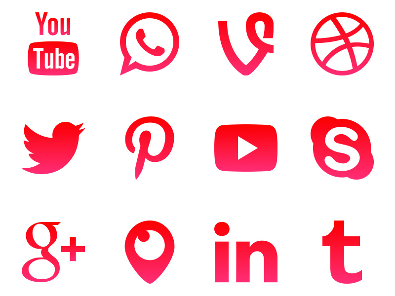 Free Red Social Media Glyph Icons