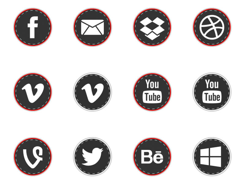 Free Round Social Media Stiches Icons by Alfredo 1