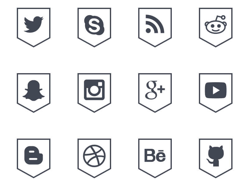 Free Social Media Outline Shield Icons by Alfredo 1