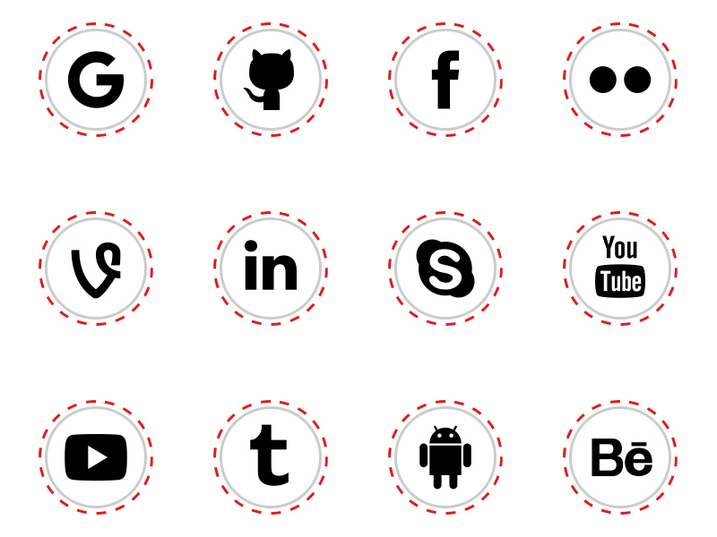 Free Social Media Stitches Style Icons