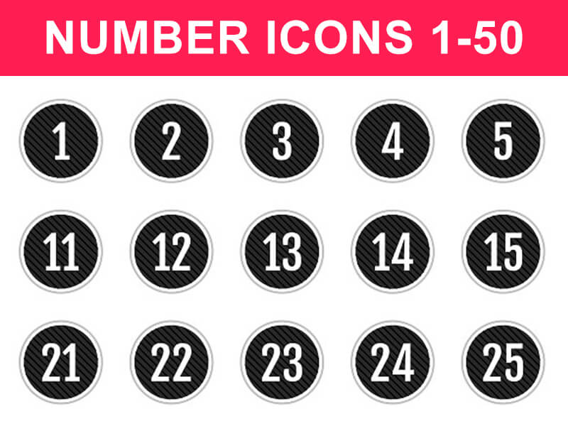 Numbers 1 50 Flat Icons