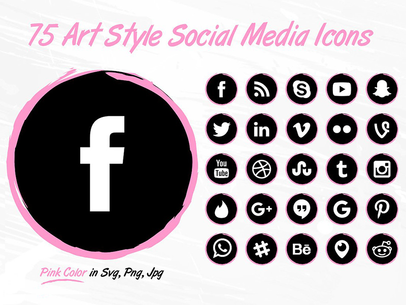 Social Media Pink Round Art Style Icon Design Download 1