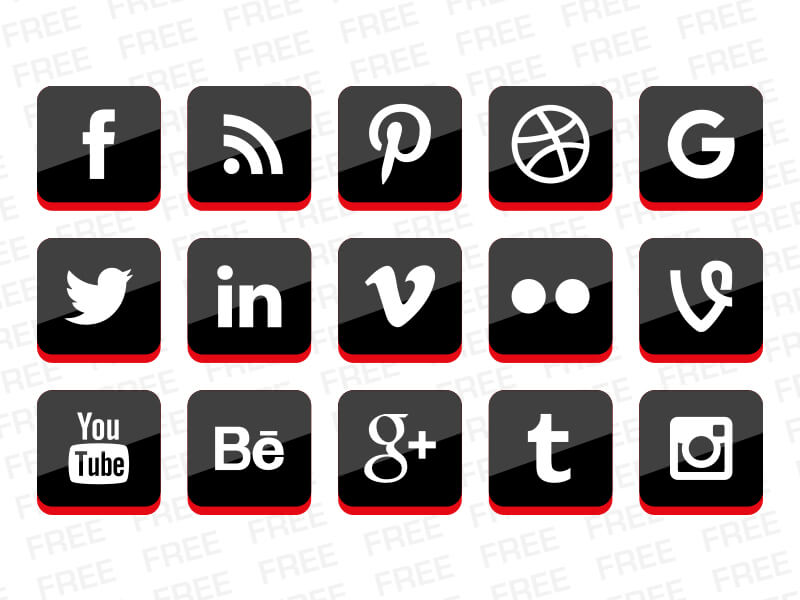 free red social media icons by alfredo hernandez