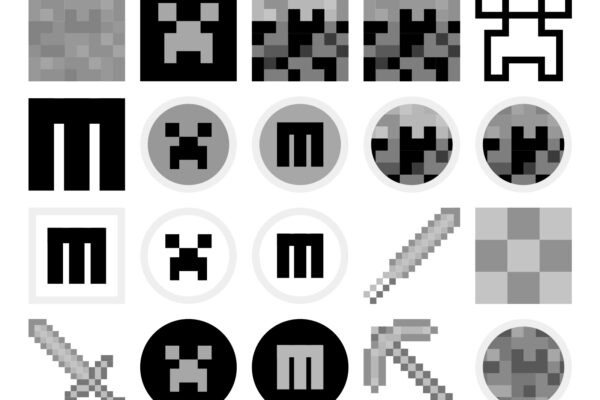 Minecraft-Black-White-Pixel-Icon-Design