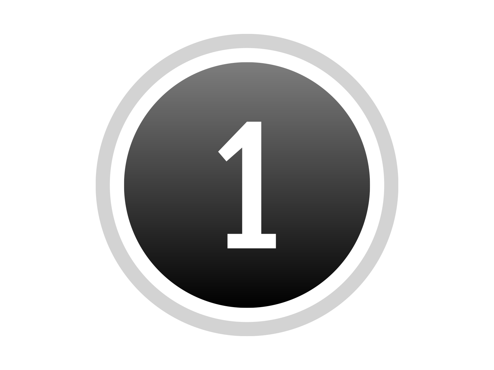Number One Black White Round Icon