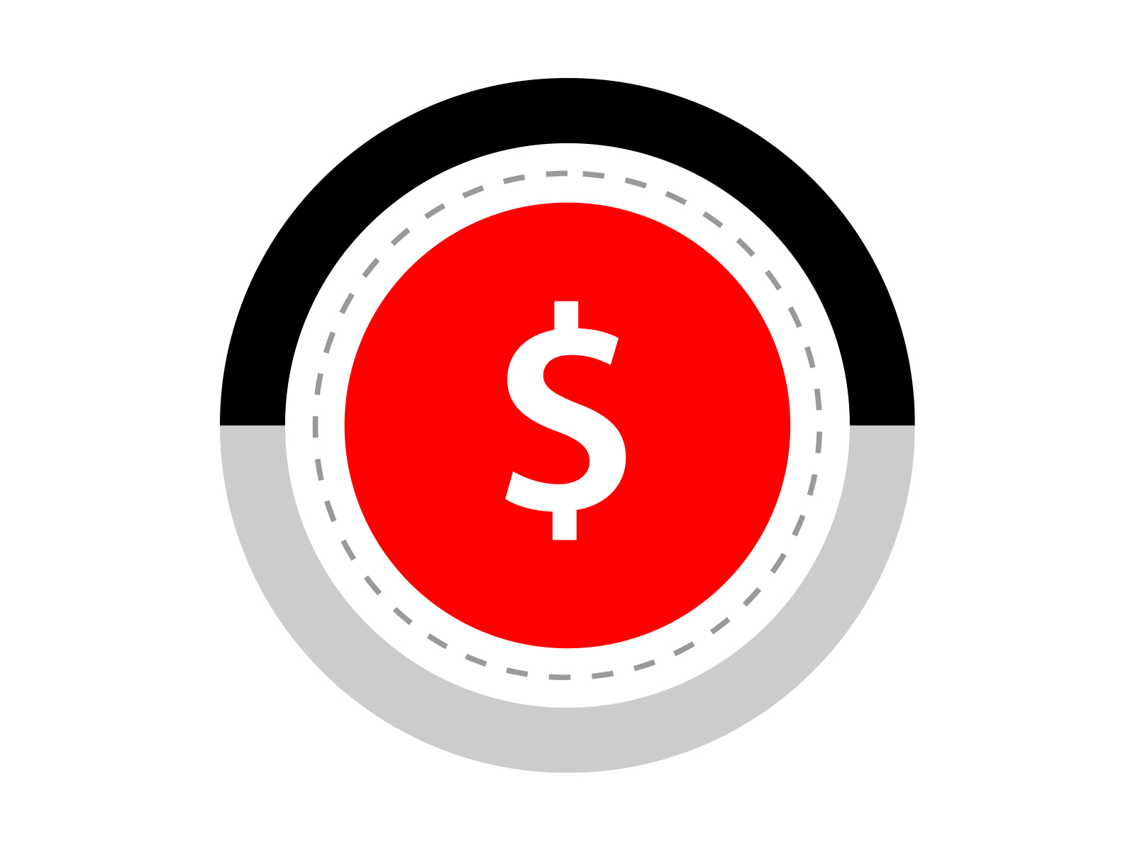 Round Red Web Dollar Economy Icon