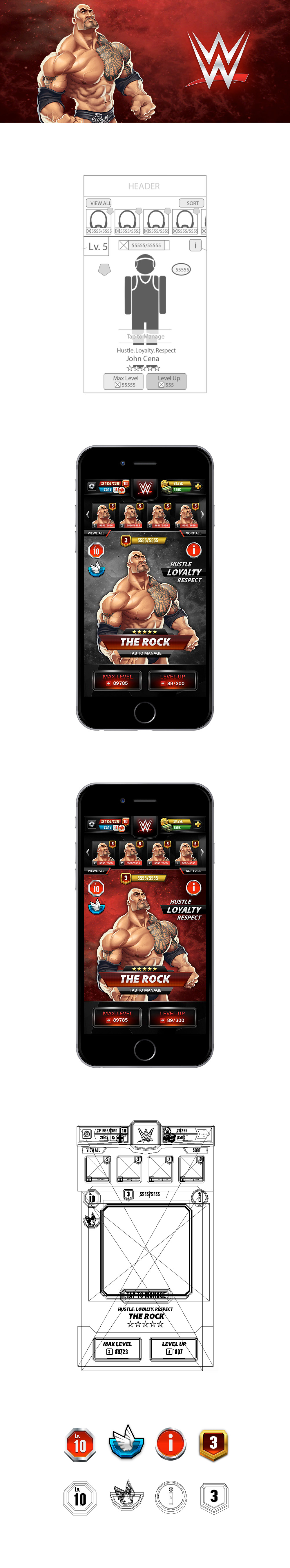 WWE Mobile Gaming App UI Art